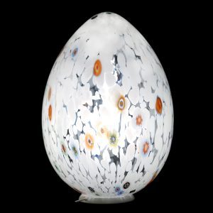 1295 Murano glass table lamp Uovo Egg, white murrine, big size