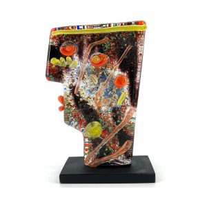 murano blown glass sculpture, cubism design, multicolour