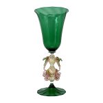 bicchiere veneziano tipetto verde smeraldo oro fiori 1