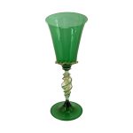 bicchiere veneziano tipetto verde smeraldo oro torchon 2