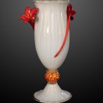 vaso artistico in vetro di murano con fiori decori