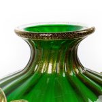 lampada da tavolo e vaso artistico in vetro soffiato di murano verde smeraldo foglia oro