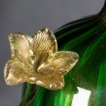 lampada da tavolo e vaso artistico in vetro soffiato di murano verde smeraldo foglia oro